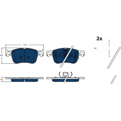 Sada brzdových platničiek kotúčovej brzdy TRW ELECTRIC BLUE GDB2518BTE