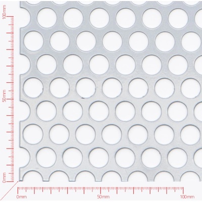 Děrovaný plech; děrování kruhové přesazené; otvor 12mm; rozteč 16mm