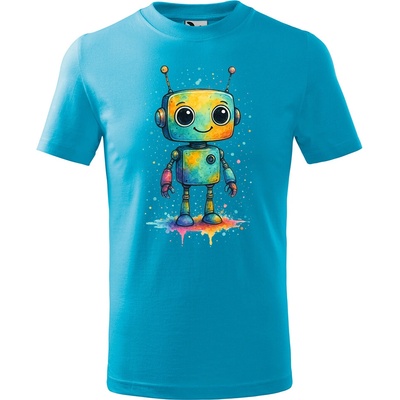 Handel detské tričko Veselý robotík tyrkysová