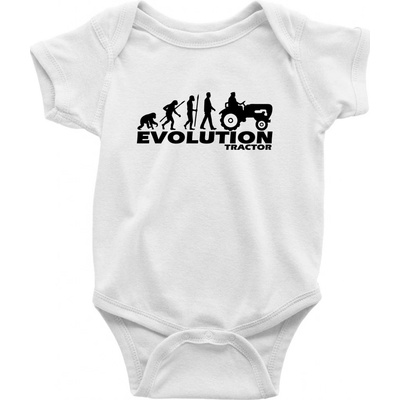 Evolúcia traktor Dojčenské body krátký rukáv biele