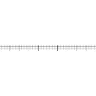 OMAXI Zahradní plot s kopím nahoře ocelový 1673 x 100 cm černý 714509