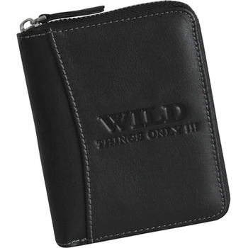 Wild pánska kožená peňaženka na zips čierna