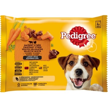 Pedigree Adult s hovädzím mäsom a mäsom z králika s morčacím mäsom a s mrkvou v omáčke 4 x 100 g