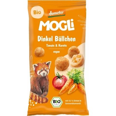 MOGLI Bio špaldové guličky s paradajkami a mrkvou s certifikáciou Demeter 40 g