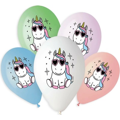 Balónky s potiskem 5ks OBYČ. Unicorn star