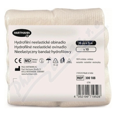 Hartmann Hydrofilný neelastický obväz 6 cm x 5 m 10 ks