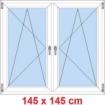 Soft Dvoukřídlé plastové okno 145x145 cm OS+OS se sloupkem Bílá
