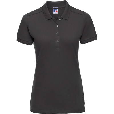 Russell Athletic 566f / Дамска еластична поло тениска с къс ръкав - черна xs (10566f00200)