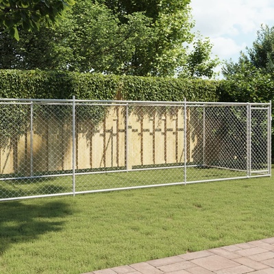 vidaXL Klec pro psy s dvířky 800 x 200 x 150 cm pozinkovaná ocel šedá 9799.3209580