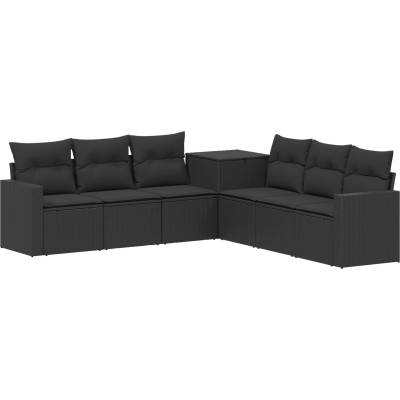vidaXL Комплект дивани 7 бр. Черно Полиротан и стомана (3448774)