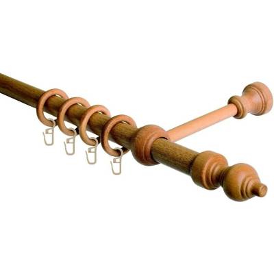 OK-GarnýžeCZ Garnýž jednořadá 28mm jasný dub 290 cm do stěny / kroužky s háčkem