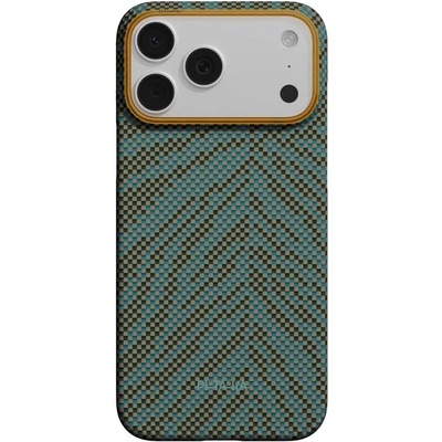 PITAKA Карбонов Калъф с MagSafe Pitaka Edge Breath of Veins за iPhone 17 Pro Max - Dive Green (BV1703PM)