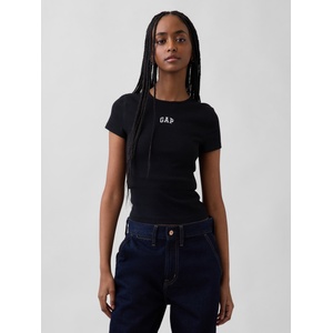 GAP Ребрести тениска с лого GAP GAP | Cheren | ЖЕНИ | XS