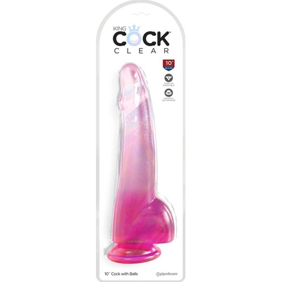 Pipedream King Cock Clear Cock with Balls 10" Pink