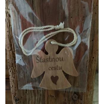 SOJKA Dřevěná vůně do auta - Anděl obrys