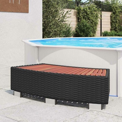 vidaXL Schůdek k vířivce polyratan 92 x 45 x 25 cm černý