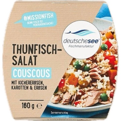 Deutsche See Tuniakový šalát s kuskusom, cícerom, mrkvou a hráškom 160 g