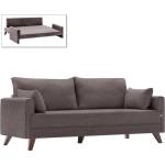 TopMebel Триместен разтегателен диван Bella TopMebel от плат в кафяв цвят 208x81x85cm