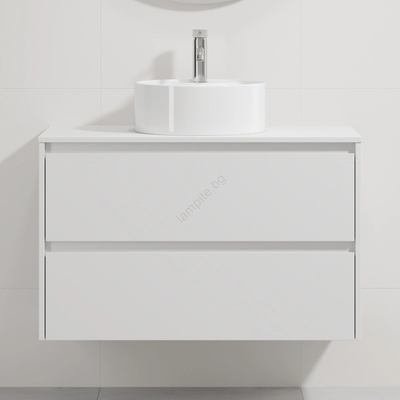 Bath Deluxe Шкаф за баня с умивалник TRONDHEIM/VIKEDAL, 90 x 57 x 46 см, бял (SETBT0150A)