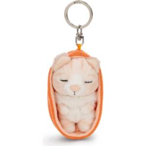 NICI ключодържател спящо Котенце бежово 12 см, оранжева кошница, green (61607)