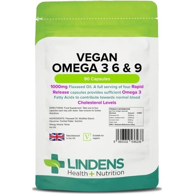 Lindens Health + Nutrition Vegan Omega 3 6 & 9 1000 mg 90 kapslí