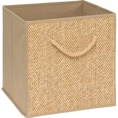 5five Simply Smart Textilní kontejner na uchovávání STEMY, s úchytem, 31 x 31 x 31 cm, béžový hnědý