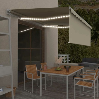 vidaXL Automatická markýza roleta LED a senzor větru 4 x 3 m krémová