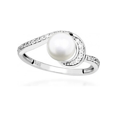 Silver Cat Stříbrný prsten s kubickými zirkony a pravou perlou SC496