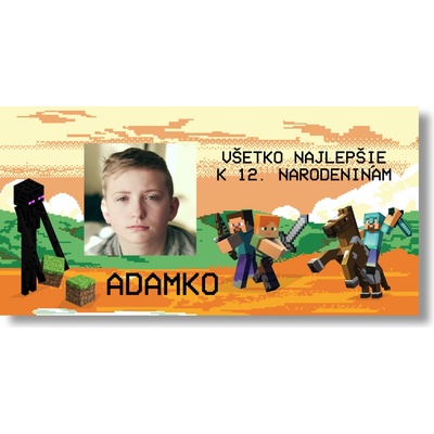 Personal Narodeninový banner s fotkou - Minecraft Rozmer banner: 130 x 260 cm