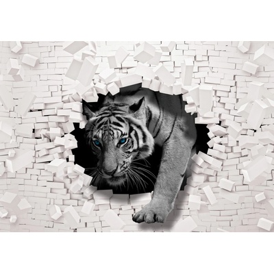 Postershop Fototapeta vliesováTygr ze zdi, rozměry 254x184 cm