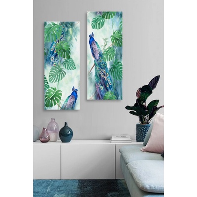 ASIR Obraz na MDF 2ks PÁVI A MONSTERA 20 x 50 cm