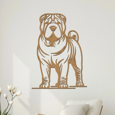 dřevo života Dřevěný obraz psa SHAR PEI Rozměry (cm): 44x60, Zvolte barvu dekoru: Buk