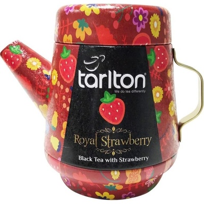 Tarlton Tea Pot Royal Strawberry sypaný černý čaj s kousky ovoce v plechové konvičce 100 g
