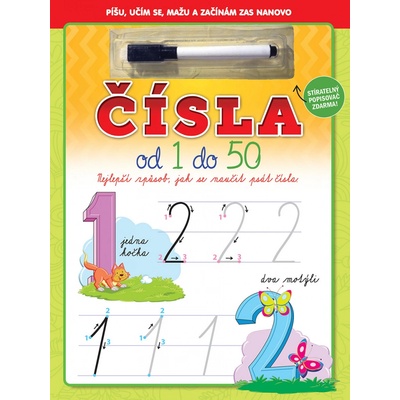 FONI Book Čísla od 1 do 50 se stíratelnými listy + popisovač 21x28cm