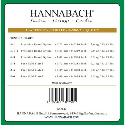 Hannabach série 825 Light Tension Speciální pozlacení E/6 GEW652646
