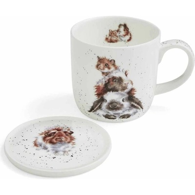 Royal Worcester Porcelánový hrnek s podšálkem Wrendale Designs Piggy in the Middle 310 ml