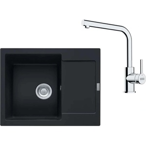 Franke - Кухненски комплект G257O, мивка от фрагранит MRG 611-62 и смесител FS 3230.031, оникс/хром 114.0700. 715 (114.0700.715) Мивка за вграждане