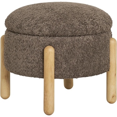 Nordic Living Hnědý bouclé taburet Meda 45 cm