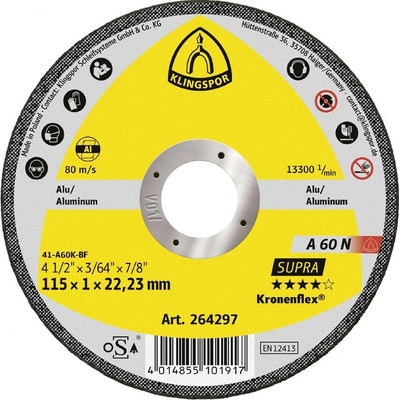 Klingspor A 60 N Supra 264298 řezný kotouč rovný 125 mm 25 ks hliník