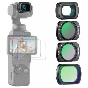 NEEWER filter set with 0.75x wide-angle lens 108° FOV, variable ND2-32 CPL 1/4 black diffusion filter compatible with DJI Osmo Pocket 3 / Pocket 4 / Xtra Muse accessories, FL-B09