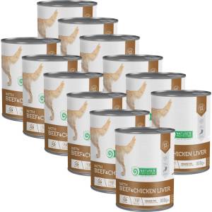 Nature's Protection кучешка храна за възрастни говеждо и пилешки черен дроб 12 x 800 г