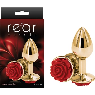 Алуминиев анален плъг, червена роза, 7, 6см. - Rose Buttplug Small (NSTOYS0880)