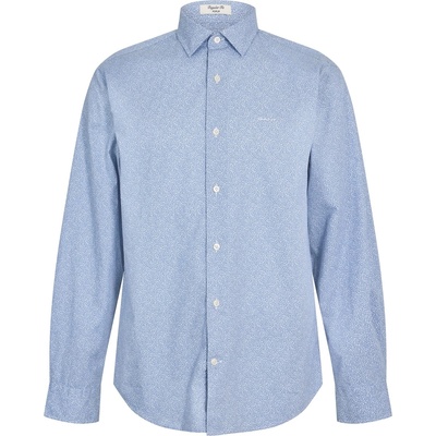 Gant Риза с дълъг ръкав Gant Men's Poplin All Over Print Long Sleeve Shirt - Faded Blue 430