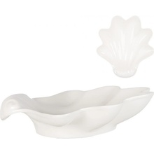 Clayre & Eef Keramická mísa ve tvaru mušle Shell Bowl bílá 23 x 22 x 6 cm