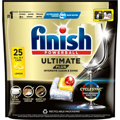 Finish Ultimate Plus All in 1 Lemon Sparkle kapsle do myčky nádobí 25 ks