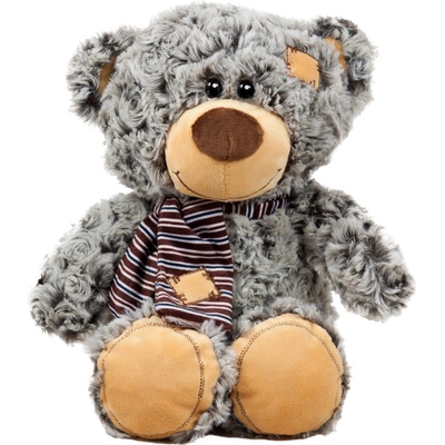 Амек Тойс Плюшена играчка Амек Тойс - Мече с шал, сиво, 25 cm (030178-2)