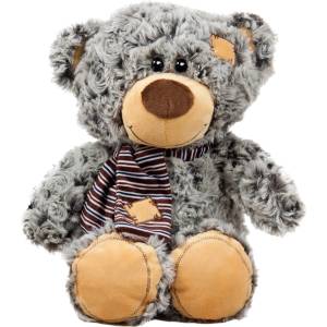 Амек Тойс Плюшена играчка Амек Тойс - Мече с шал, сиво, 25 cm (030178-2) - ozone
