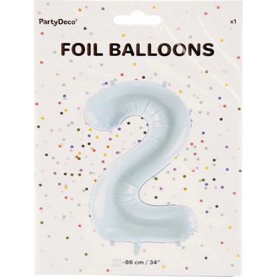 PartyDeco Fóliový balón Číslo 2 svetlomodrý 86cm