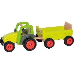 Goki Дървена играчка Goki - Трактор с ремарке (55886)