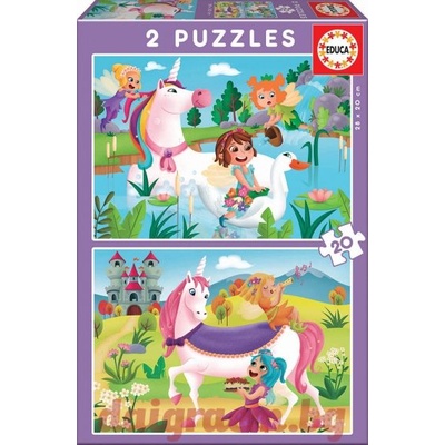 Educa Пъзел educa 18064 - 2 х 20 части - Еднорози и феи (edu18064)